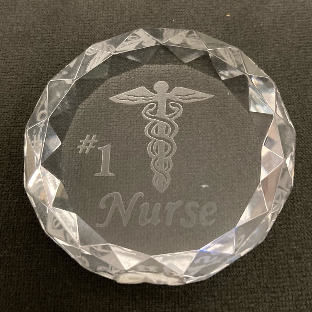 Glass Disk Etched Appreciation Number One Nurse #1 Nurse